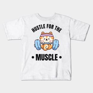 Training Muscles Cute Dog Puppy Workout Kids T-Shirt